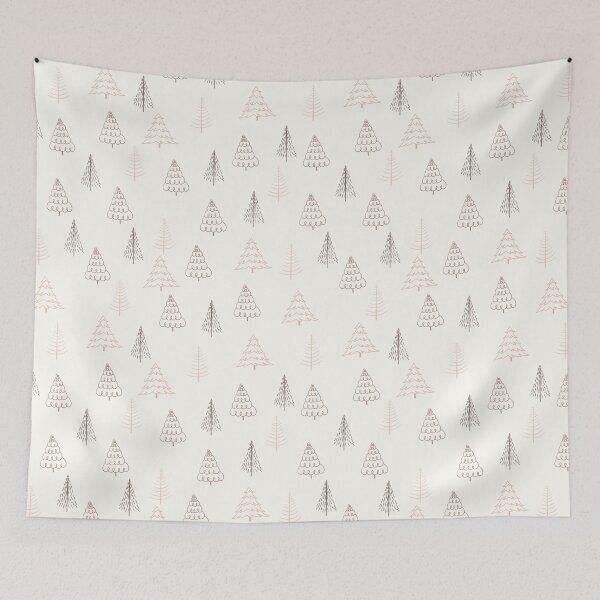 Item preview, Hand Drawn Doodle Christmas Tree Pattern Pink designed and sold by Vi-Sko.
