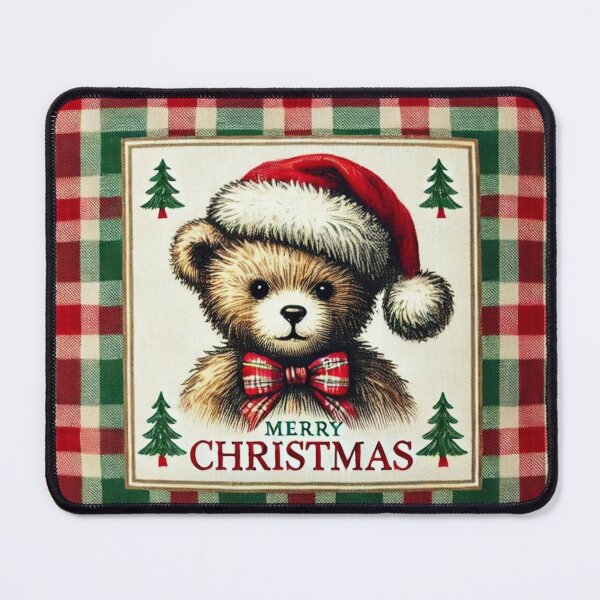 Item preview, Teddy bear wearing a Christmas hat on christmas background designed and sold by Meandmyshop.