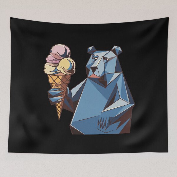Item preview, Funny Bear eating Giant Ice Cream Cone Abstract Cubism designed and sold by Nature's Fancy.
