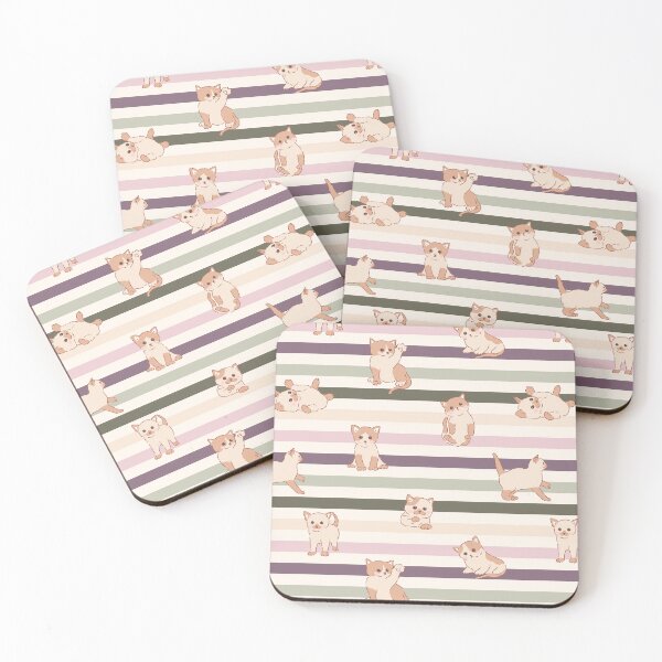 Item preview, Cute cats with stripes background pattern designed and sold by FatBirdie.