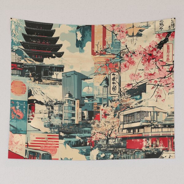 Item preview, Modern Tokio Collage Pattern designed and sold by GrinGalore.
