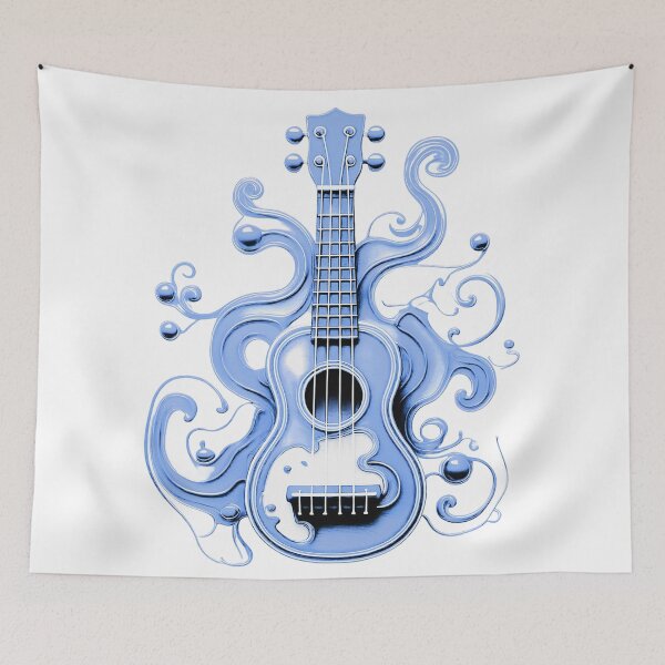 Item preview, Ukulele, colorful ukulele with paint splashes. Pastel shades/navy blue. designed and sold by My-fake-places.