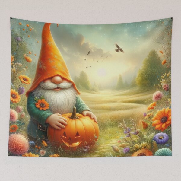 Item preview,  Autumn  halloween magical dwarf with pumpkin halloween magic landscape Halloween Pumpkin designed and sold by Expressions-Sel.