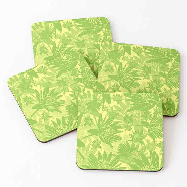 Item preview, Tossed Lotus Green on Yellow Halfdrop designed and sold by Art in My Loft.