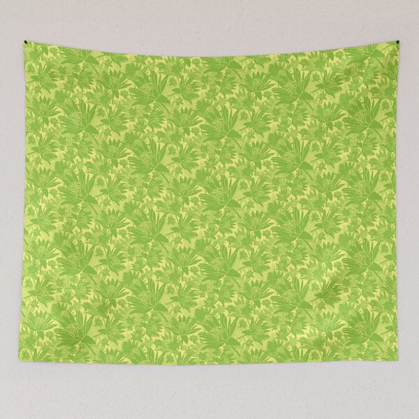 Item preview, Tossed Lotus Green on Yellow Halfdrop designed and sold by Art in My Loft.