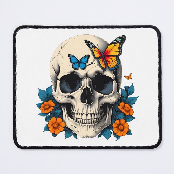 Item preview, Skull with butterflies and flowers designed and sold by DMFPRINTS.