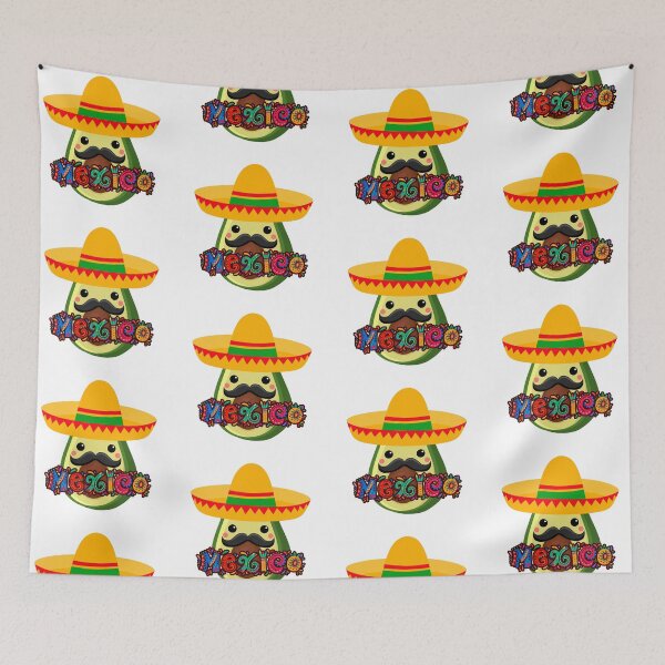 Item preview, kawaii mexican avocado with hat and mustache designed and sold by ZerpaGiovanna.