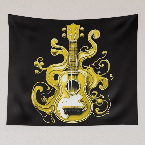 Item preview, Ukulele, colorful ukulele with paint splashes. Vivid shades/yellow. designed and sold by My-fake-places.