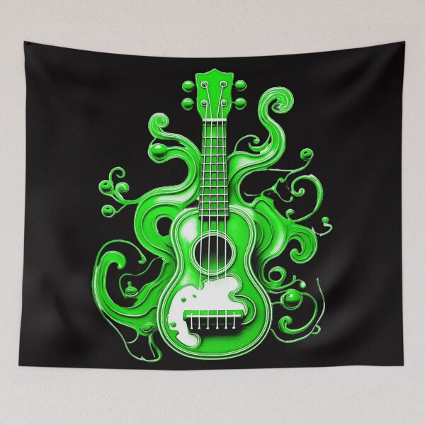 Item preview, Ukulele, colorful ukulele with paint splashes. Vivid shades/green. designed and sold by My-fake-places.