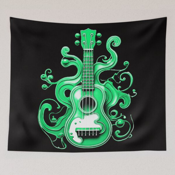 Item preview, Ukulele, colorful ukulele with paint splashes. Vivid shades/aquamarine. designed and sold by My-fake-places.