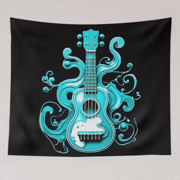 Item preview, Ukulele, colorful ukulele with paint splashes. Vivid shades/blue. designed and sold by My-fake-places.