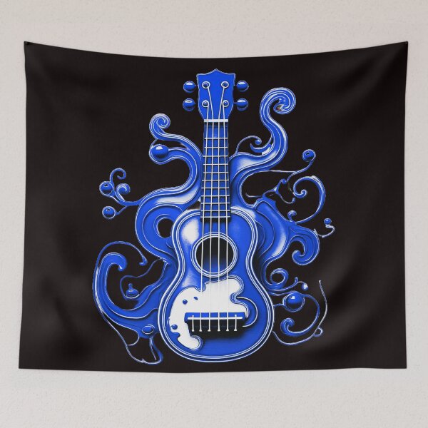 Item preview, Ukulele, colorful ukulele with paint splashes. Vivid shades/ navy blue. designed and sold by My-fake-places.