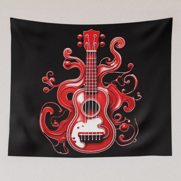 Item preview, Ukulele, colorful ukulele with paint splashes. Vivid shades/ red. designed and sold by My-fake-places.