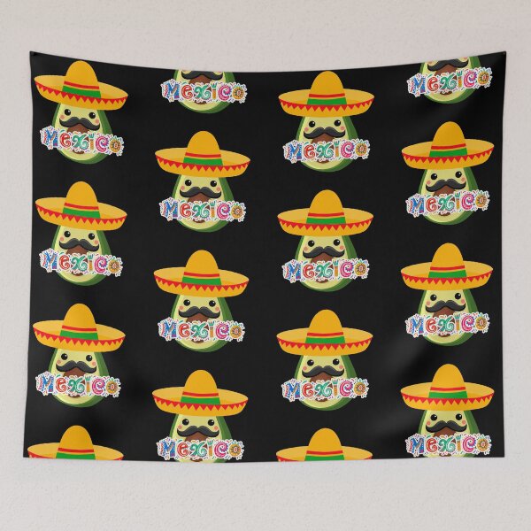 Item preview, kawaii mexican avocado with hat and mustache designed and sold by ZerpaGiovanna.