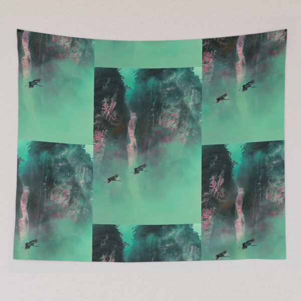 Item preview, Mystic Mountains and Cranes - Chinese Landscape Art designed and sold by Piotrek0001.