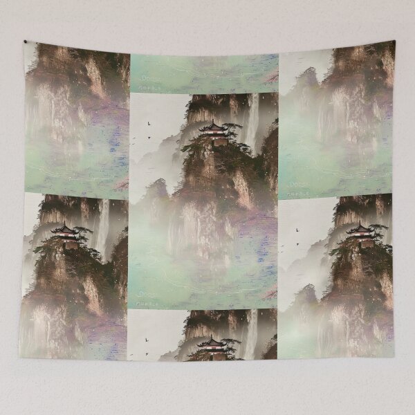 Item preview, Mystic Mountains and Cranes - Chinese Landscape Art designed and sold by Piotrek0001.
