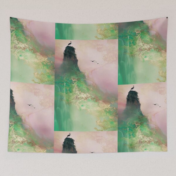 Item preview, Mystic Mountains and Cranes - Chinese Landscape Art designed and sold by Piotrek0001.