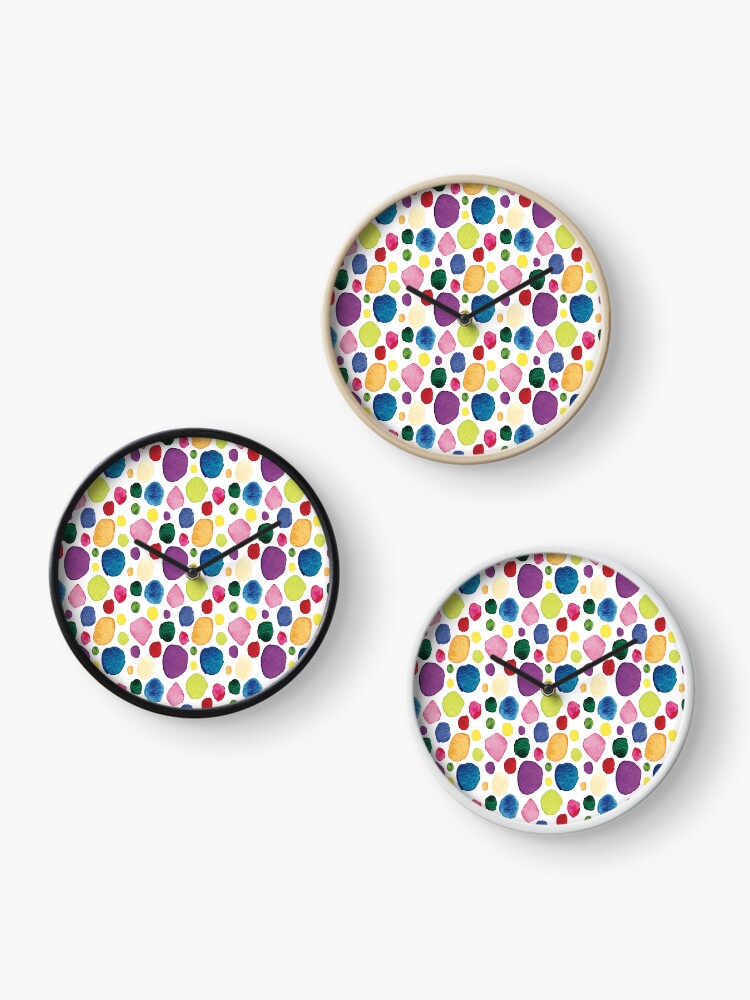 Thumbnail 3 of 4, Clock, Colorful Spot Pattern designed and sold by Jessheathclean.