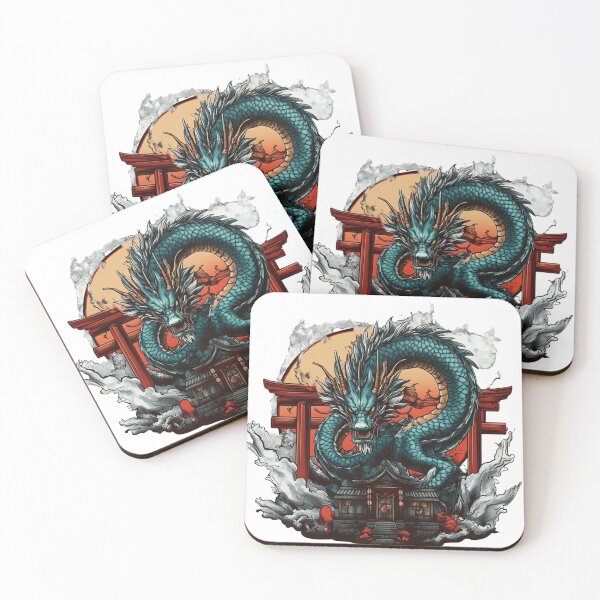 Item preview, Azure Dragon with Japanese Statue in Serene Harmony designed and sold by MythSpire.