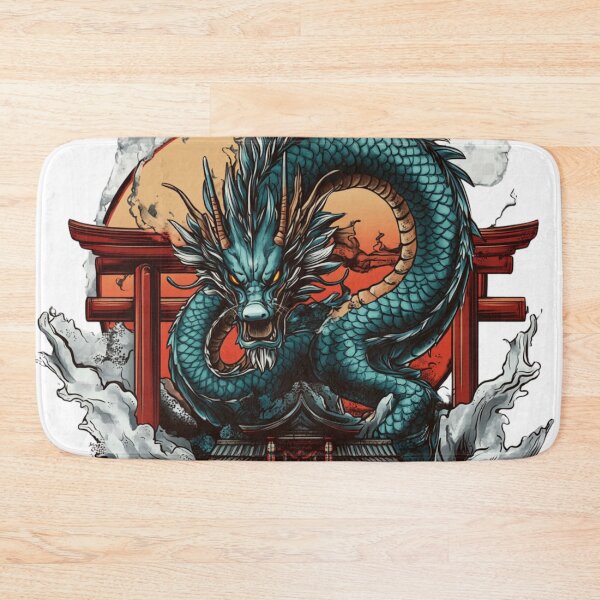 Item preview, Azure Dragon with Japanese Statue in Serene Harmony designed and sold by MythSpire.