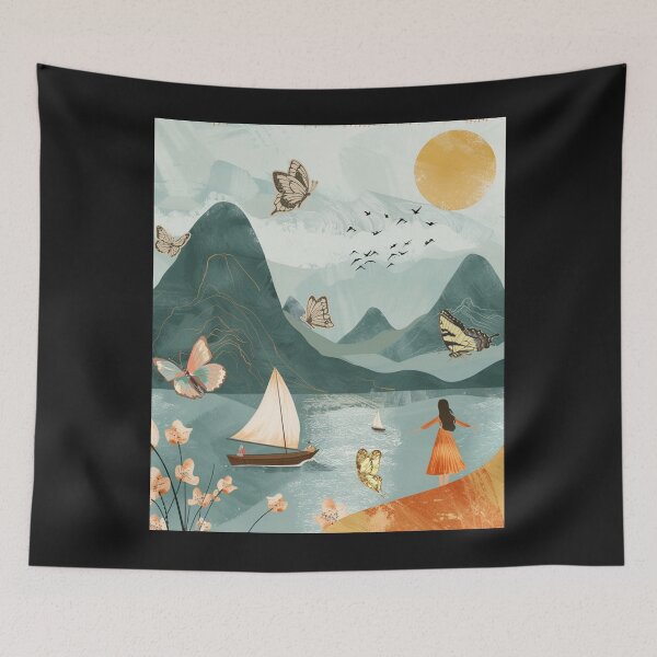Item preview, Boho Butterfly Green Boho Nature Vintage designed and sold by MarcelooArt.