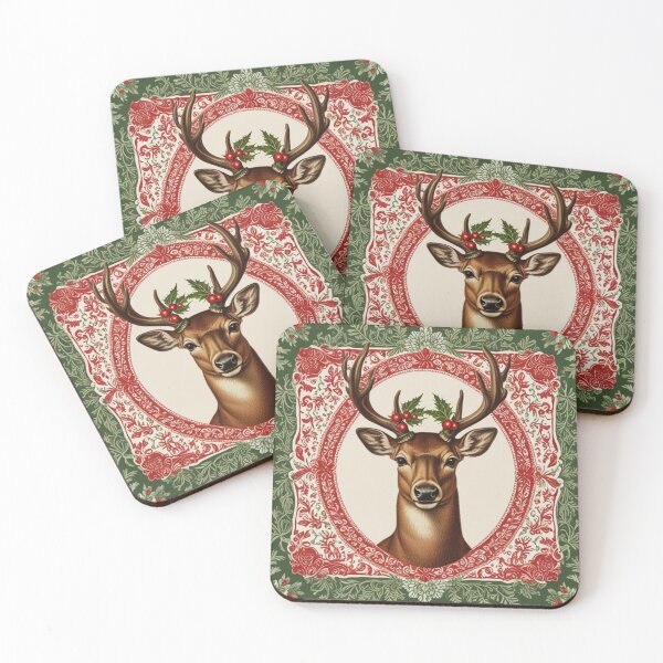 Item preview, A dignified Christmas deer on a decorative background designed and sold by Meandmyshop.