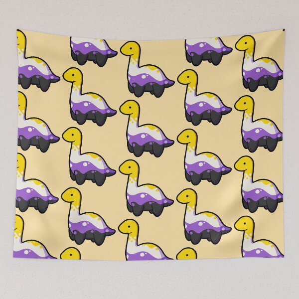 Item preview, hugadino Cute non binary long neck dinosaur, dino, Pride, LGBTQ, designed and sold by hugadino.