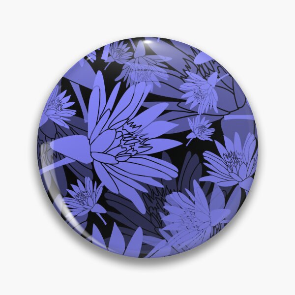 Item preview, Tossed Lotus Blue on Black Halfdrop designed and sold by Art in My Loft.