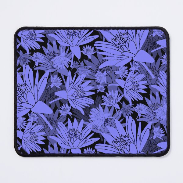 Item preview, Tossed Lotus Blue on Black Halfdrop designed and sold by Art in My Loft.