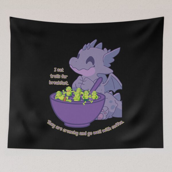 Item preview, I Eat Trolls for Breakfast Funny Cute Dragon Eating Internet Troll Cereal designed and sold by AngelGo73.