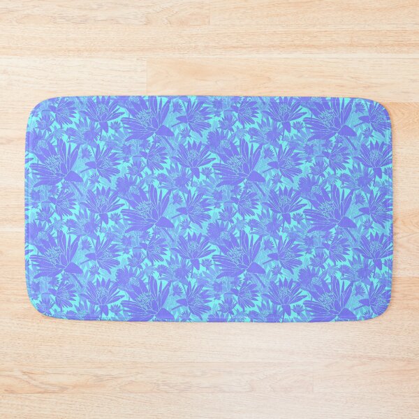 Item preview, Tossed Lotus Blue on Cyan Halfdrop designed and sold by Art in My Loft.