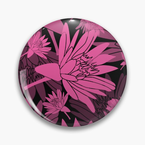 Item preview, Tossed Lotus Magenta on Black Halfdrop designed and sold by Art in My Loft.