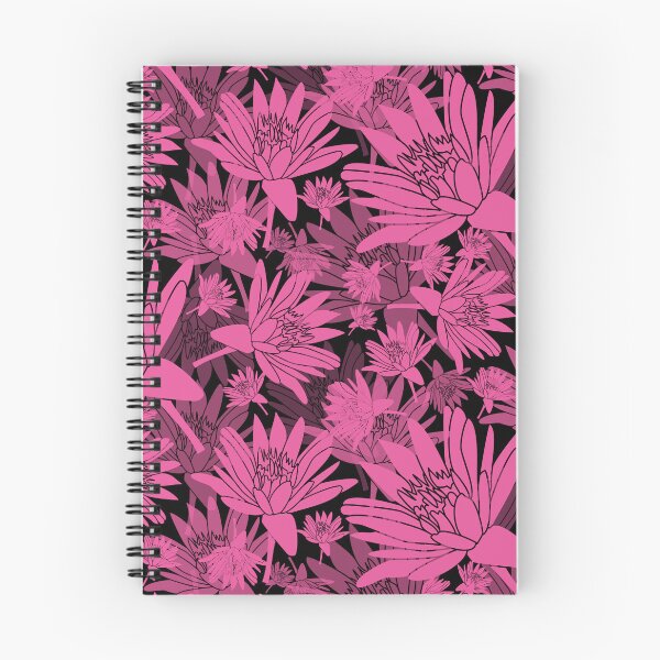 Item preview, Tossed Lotus Magenta on Black Halfdrop designed and sold by Art in My Loft.