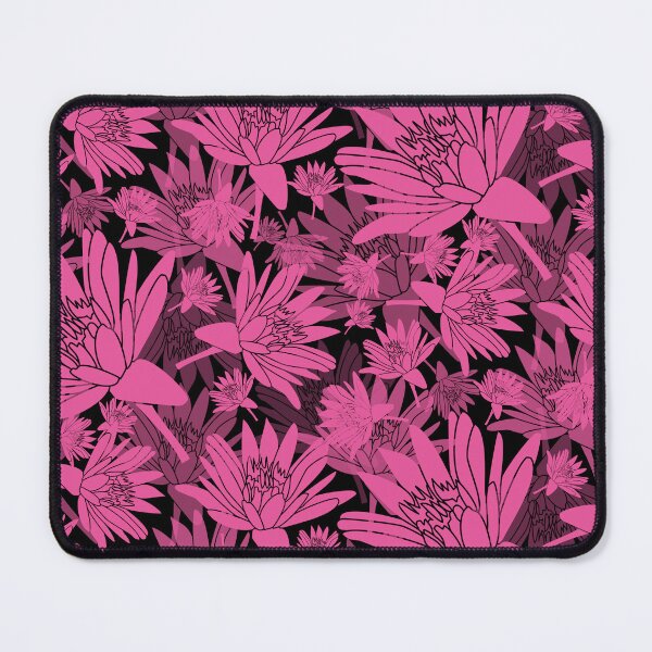 Item preview, Tossed Lotus Magenta on Black Halfdrop designed and sold by Art in My Loft.