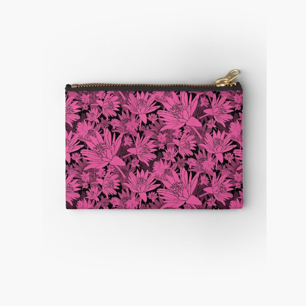 Item preview, Tossed Lotus Magenta on Black Halfdrop designed and sold by Art in My Loft.