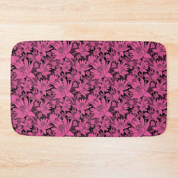 Item preview, Tossed Lotus Magenta on Black Halfdrop designed and sold by Art in My Loft.