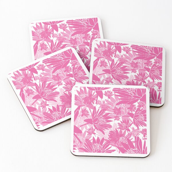 Item preview, Tossed Lotus Magenta on White Halfdrop designed and sold by Art in My Loft.