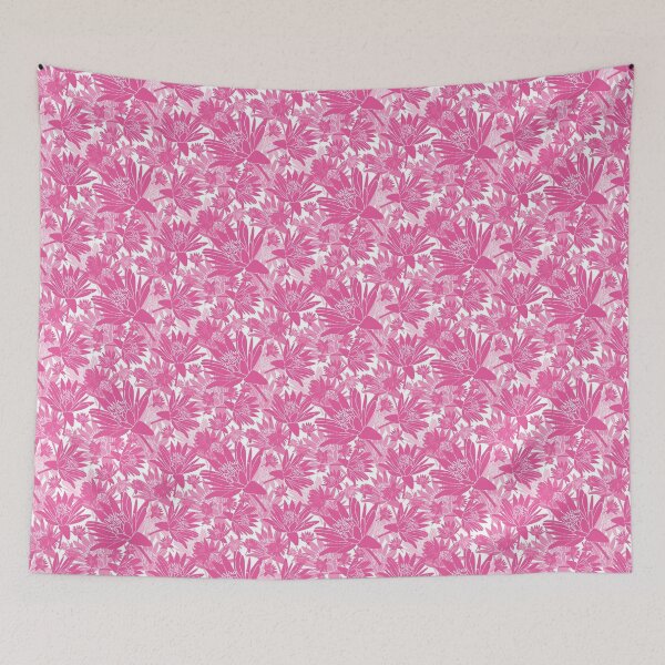 Item preview, Tossed Lotus Magenta on White Halfdrop designed and sold by Art in My Loft.