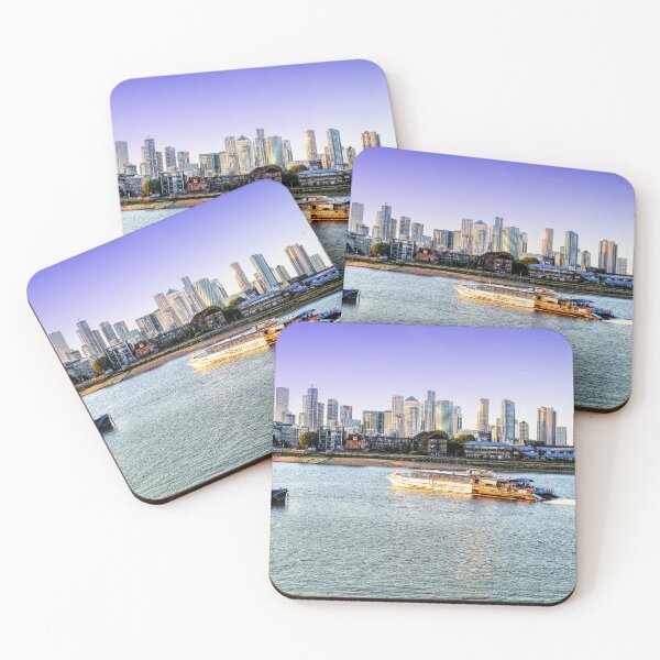 Item preview, Uber boat London skyline Canary Wharf sunset designed and sold by santoshputhran.