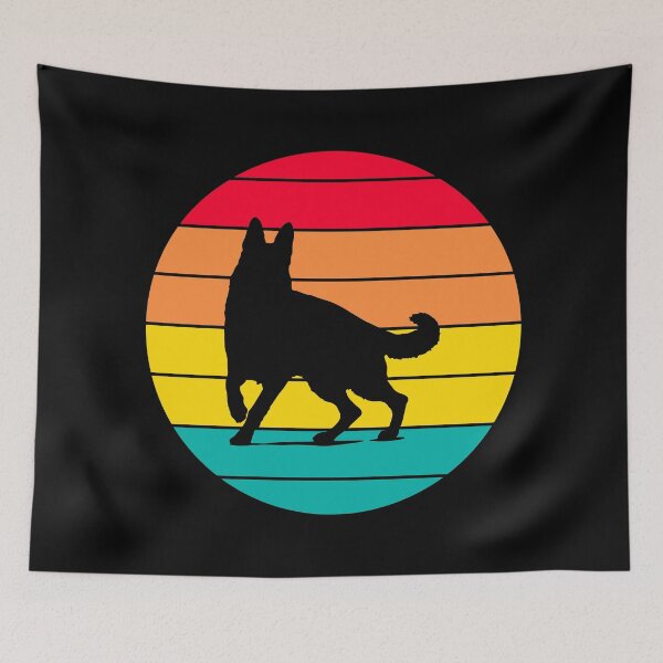 Item preview, alsatian german shepherd dog watching sunset designed and sold by EMMonovi.