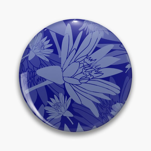 Item preview, Tossed Lotus Grey Blue on Dark Blue Halfdrop designed and sold by Art in My Loft.