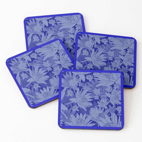 Item preview, Tossed Lotus Grey Blue on Dark Blue Halfdrop designed and sold by Art in My Loft.