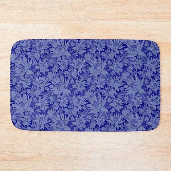 Item preview, Tossed Lotus Grey Blue on Dark Blue Halfdrop designed and sold by Art in My Loft.