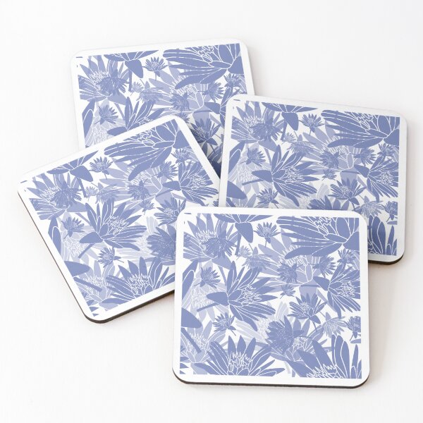 Item preview, Tossed Lotus Grey Blue on White Halfdrop designed and sold by Art in My Loft.