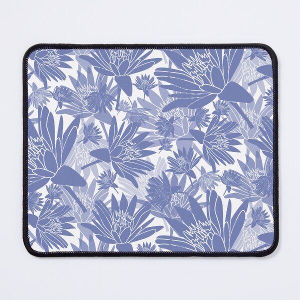 Item preview, Tossed Lotus Grey Blue on White Halfdrop designed and sold by Art in My Loft.