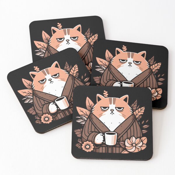 Item preview, Bad Morning Cartoon Cat with Coffee designed and sold by FrozenRoscoe.