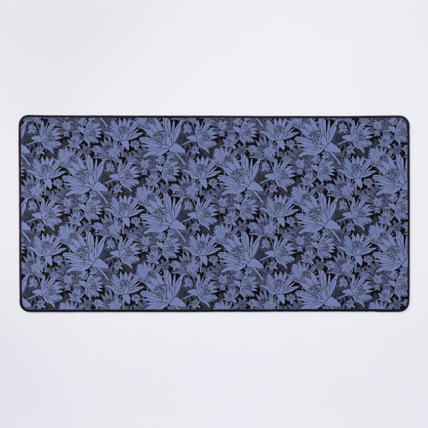 Item preview, Tossed Lotus Grey Blue on Black Halfdrop designed and sold by Art in My Loft.