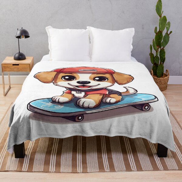 Item preview, Skater Dog, cute dog in kawaii and chibi style doing skateboarding designed and sold by AdrianMDesigns.