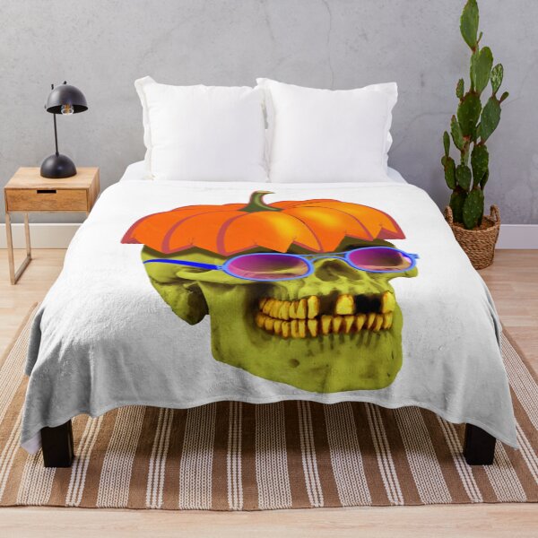 Item preview, Halloween - a pumpkin and a skull in blue glasses. designed and sold by Andy-und-Andy.