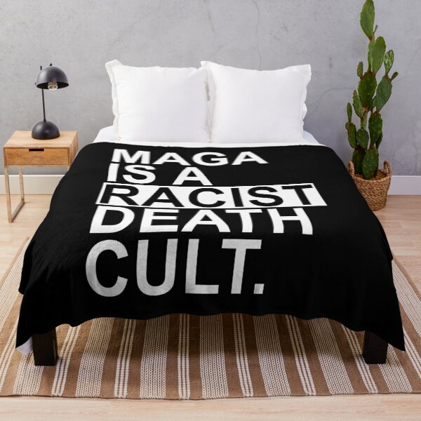 Item preview, Maga is a Racist Death Cult (white on black) designed and sold by Thelittlelord.